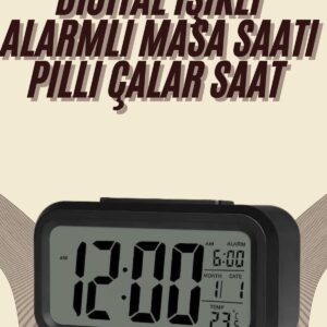 Dijital Masa Saati Termometreli Takvim Çalar Saat Led Ekran Pilli
