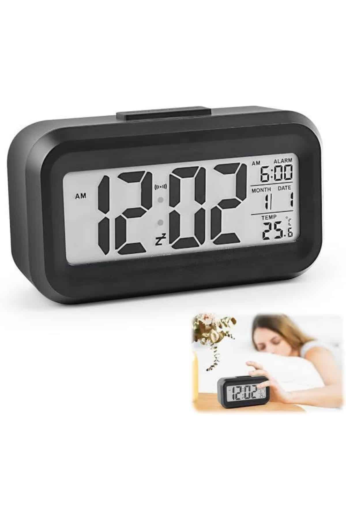 Dijital Işıklı Alarmlı Çalışma Masası Ekran Pilli Çalar Saat - Görsel 2