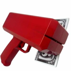 Kırmızı Parti Oyuncağı Para Saçma Fırlatma Tabancası Makinesi Super Money