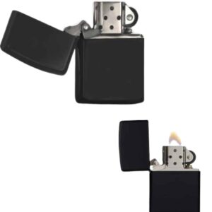 Çakmak Parlak Siyah Zippo Benzinli Çakmak Cep Boy Doldurulabilir