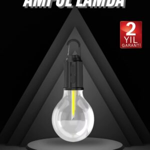3 Farklı Mod LED'li Şarjlı Asma Kancalı Kamp Lambası Taşınabilir Ampul