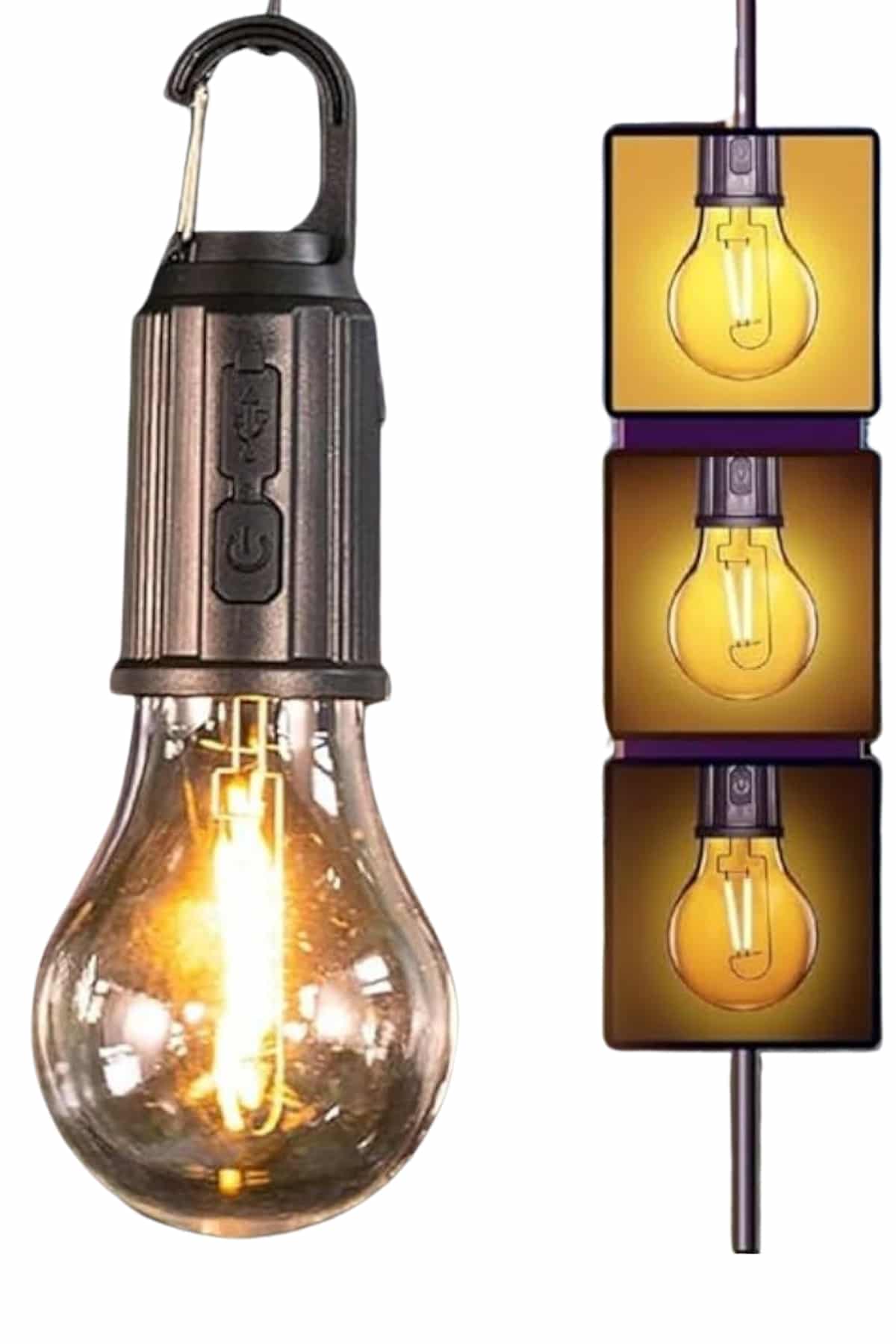 Şarjlı Dekoratif Kamp Lambası Askılı Ampul Led Işık Type-C Girişli - Görsel 2