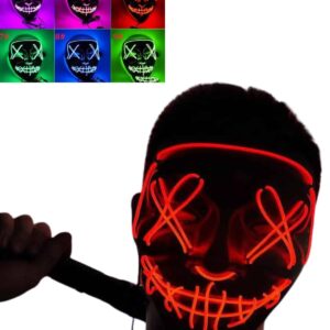 Led Işıklı Neon Maske Cadılar Bayramı Maskesi Korkunç Korku Maskesi
