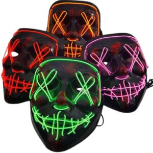 Led Işıklı Neon Maske Cadılar Bayramı Maskesi Korkunç Korku Maskesi