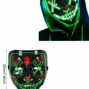 Led Işıklı Neon Maske Cadılar Bayramı Maskesi Korkunç Korku Maskesi