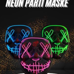 Hallowen Parti Maskesi Neon Led Işıklı Maske 3 Modlu Cadılar Bayramı Maskesi
