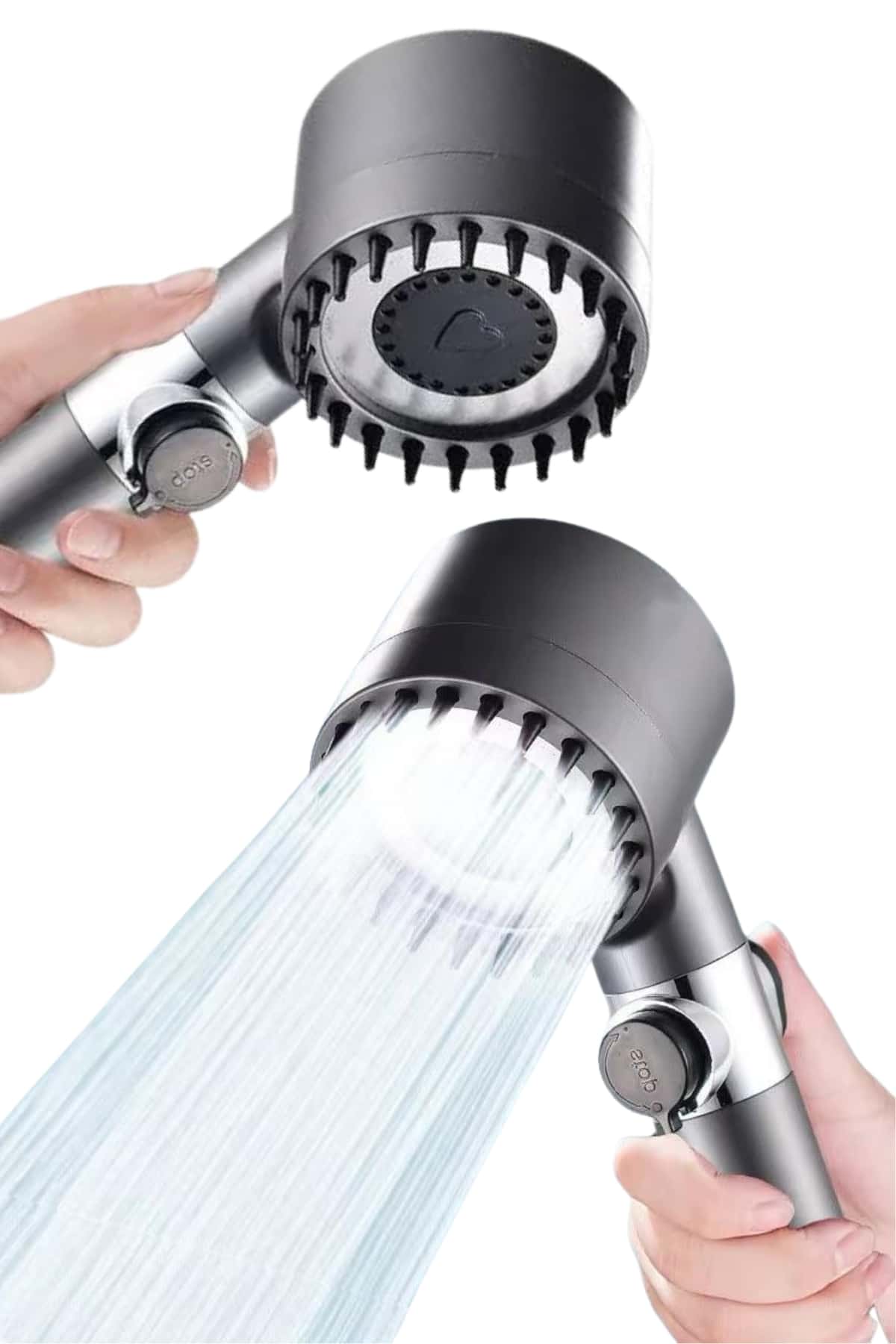 Yeni Nesil Duş Başlığı Paslanmaz Çelik Masaj Etkili Ergonomik Tasarım Su Basınçlı - Görsel 2