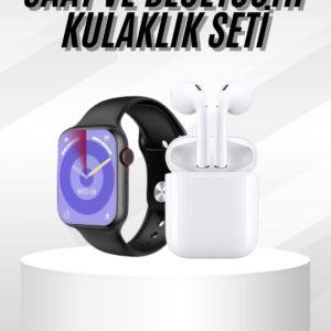 Yeni Nesil Akıllı Saat Ve Kulaklık Seti Gümüş Kasa Zarif Tasarım Çok Fonksiyonlu