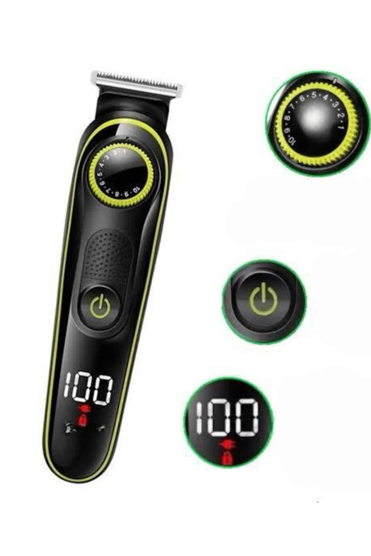 5 Başlıklı Şarjlı Tıraş Makinesi Led Ekran Saç Sakal Ense Tıraşına Uygun Bakım Seti - Görsel 2