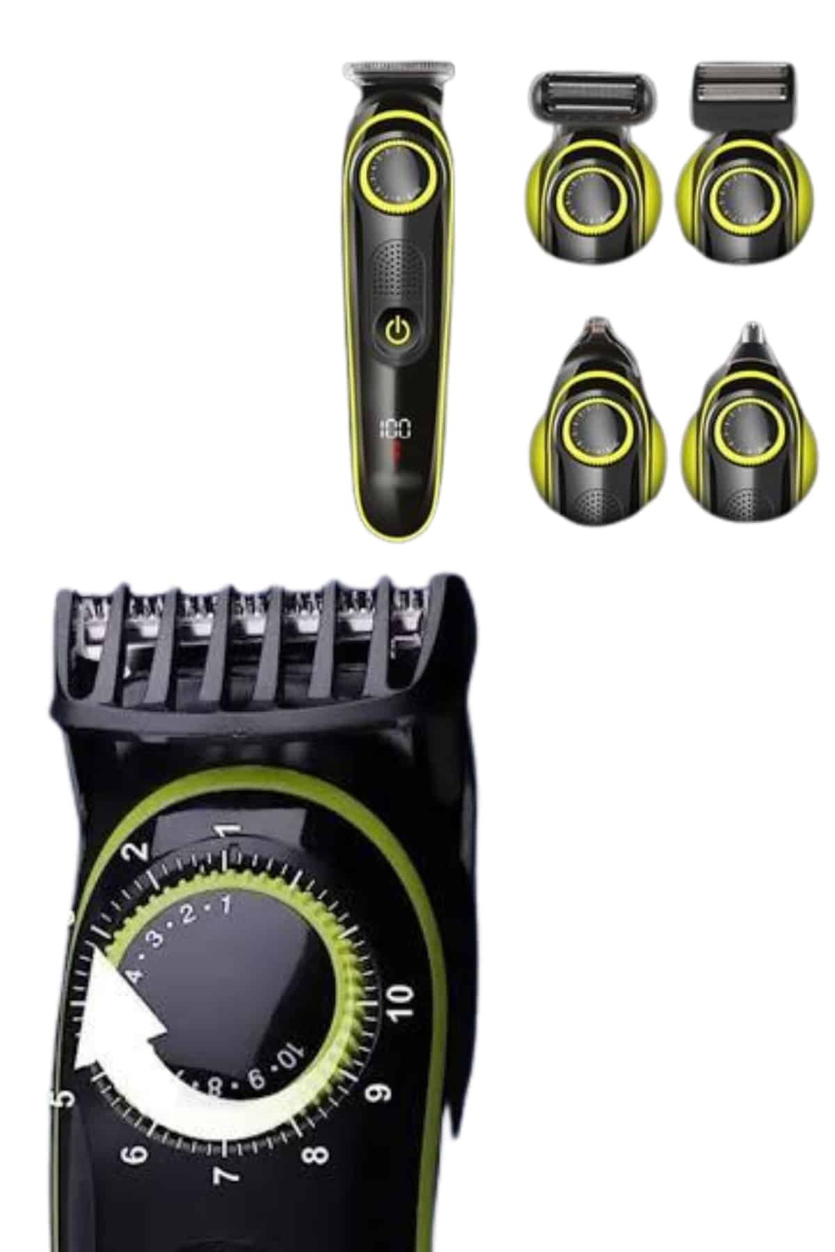 5 Başlıklı Şarjlı Tıraş Makinesi Led Ekran Saç Sakal Ense Tıraşına Uygun Bakım Seti - Görsel 4
