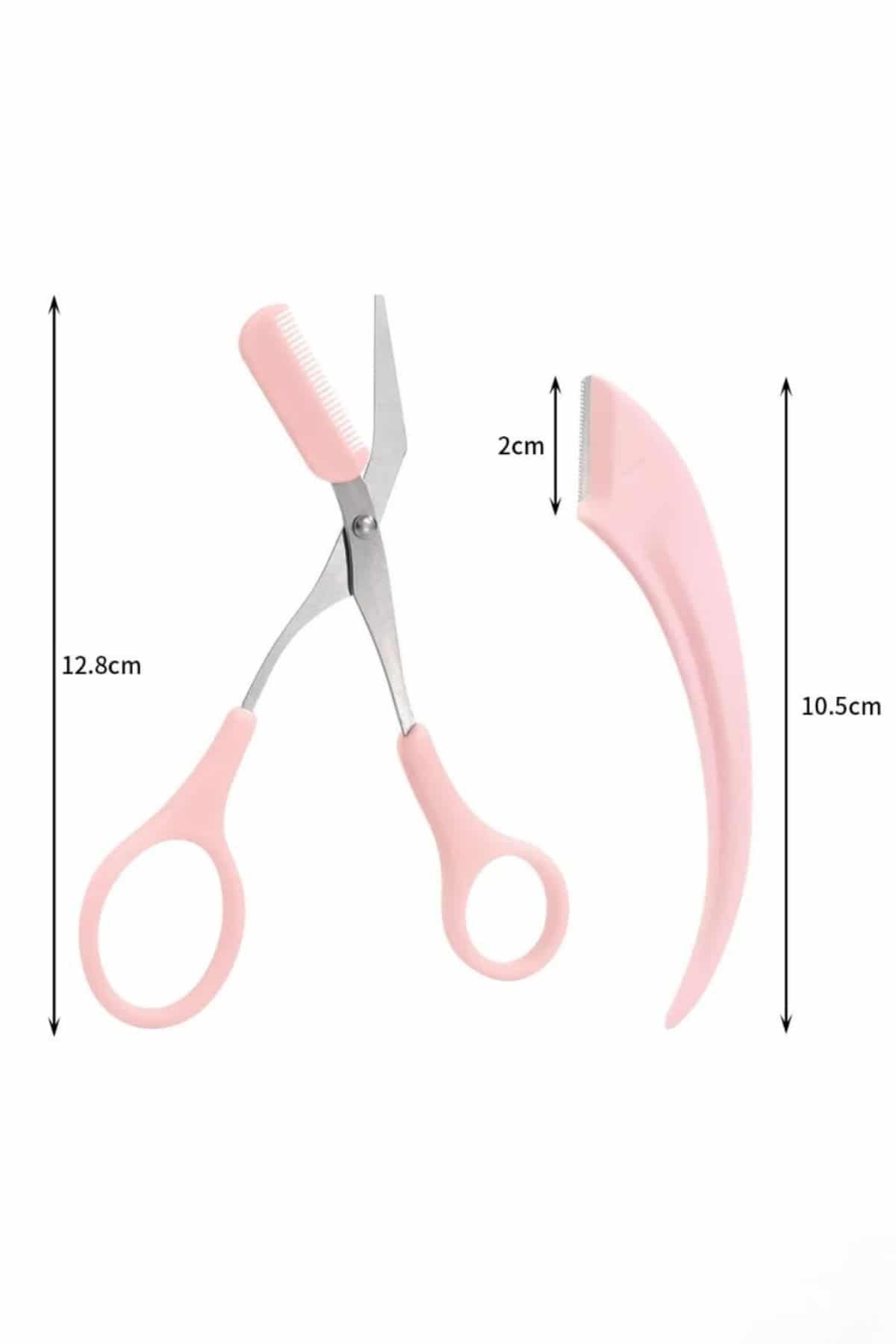 Taraklı Kaş Makası ve Ustura Seti Kaş Düzeltme Makası Kaş Bıyık Alma Aleti - Görsel 4