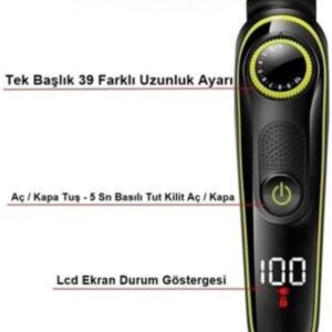 Unısex Çok Fonksiyonlu Bakım Seti Led Göstergeli Tıraş Makinesi Saç Sakal Vücut