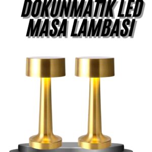 Kablosuz Renkli Masa ve Gece Lambası Altın Rengi Dokunmatik Led Lamba