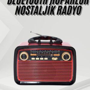 Nostalji Radyo Bluetooth Hoparlör USB-SD Kart Giriş Led Fener Işıklı Bataryalı Pilli