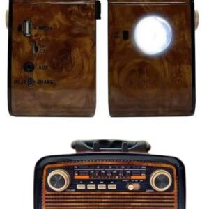 Nostalji Radyo Bluetooth Hoparlör USB-SD Kart Giriş Led Fener Işıklı Bataryalı Pilli