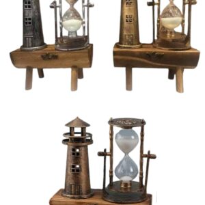 Hediyelik Eşya Retro Deniz Fenerli Kum Saati Ahşap Görünümlü Dekoratif Eşya