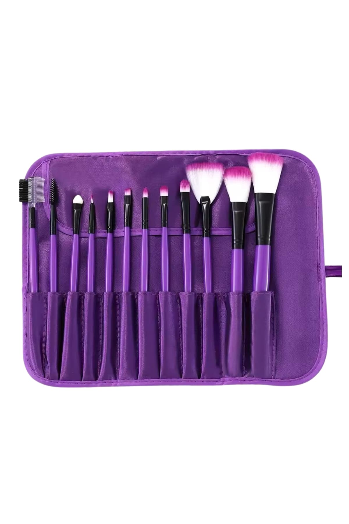 12 Parça Makyaj Fırça Seti Profesyonel Fondöten Allık Far Kontür Fırçası - Görsel 3