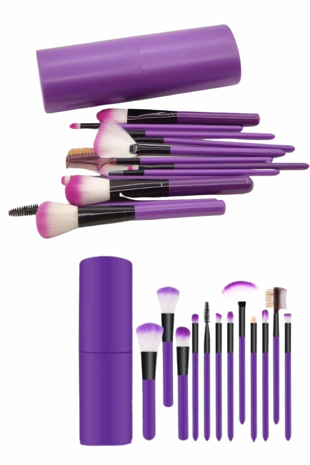 12 Parça Makyaj Fırça Seti Profesyonel Fondöten Allık Far Kontür Fırçası - Görsel 5