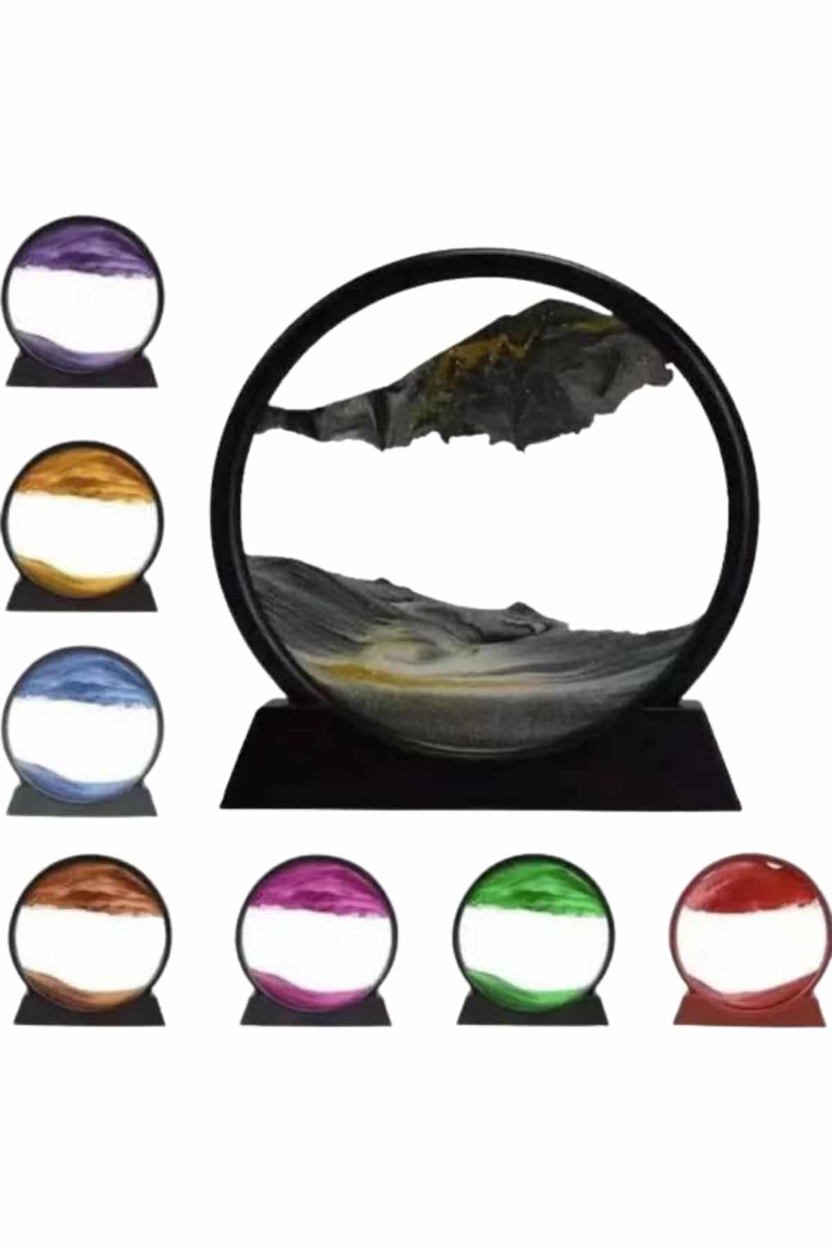 Dekoratif Sulu Kum Saati Ofis Masa Üstü Ev Yuvarlak Kum Saati - Görsel 2