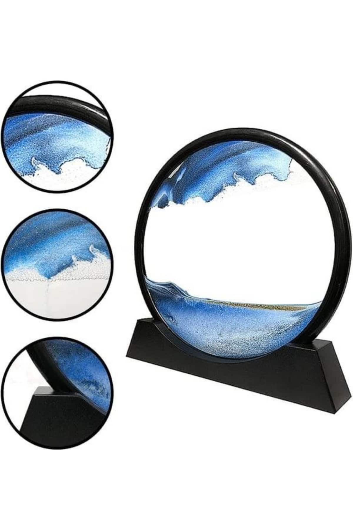 Dekoratif Sulu Kum Saati Ofis Masa Üstü Ev Yuvarlak Kum Saati - Görsel 3