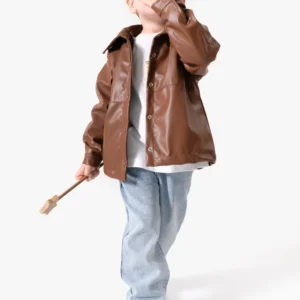 Deri Ceketli Bayramlık & Hediyelik 3'lü Erkek Çocuk Takımı