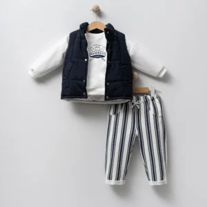 Erkek Bebek Şişme Yelekli 3'lü Takım lacivert