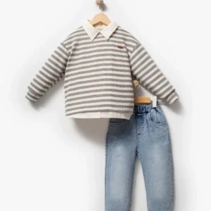 Erkek Çocuk Gömlek Sweat Pantolon Takımı