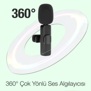 Ally K8 Lightning iPhone Tak Konuş Wireless Kablosuz Mini Yaka Mikrofonu Canlı Yayın Mikrofonu-(5775)