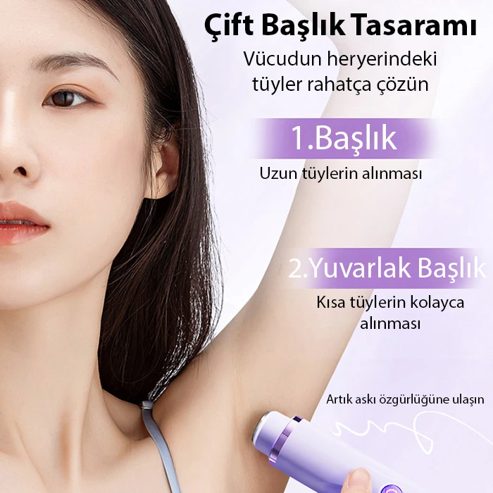 EZERE Koltuk Alti Burun Kas Killari Ve Özel Bölgeler Çift Basli Epilasyon Cihazi-(5775) - Görsel 3