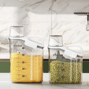 EZERE Büyük Kapasiteli Ölçülü Tahil-Gida-Baharat 2800ml Seffaf Saklama Kutusu-(5775)