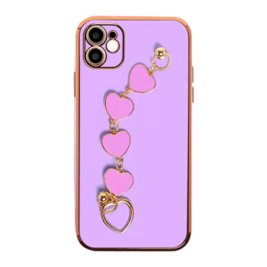 Ally iPhone 11 6.1inç Kılıf Kalp Bileklik Tutuculu Lüx Silikon Askılı Kılıf-(5775)