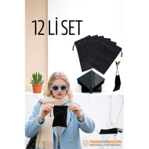 HSNET Kumaş Gözlük Kılıfı 6+6 Kılıf+Bezli SET