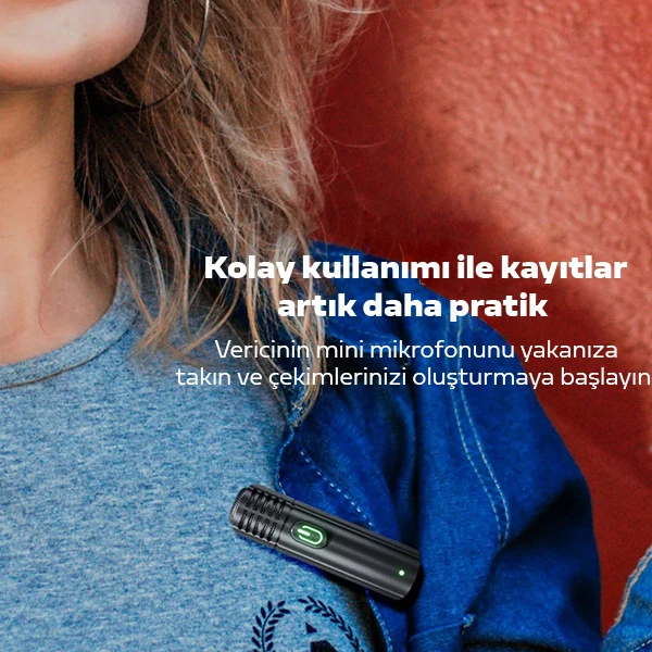 VUXBEEG UP30 2.4GHz Mini Kablosuz Yaka Mikrofonu Youtuber iOS Android-(5775) - Görsel 4