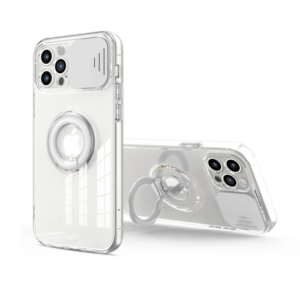 Ally iPhone 11 Pro Max 6.5inç Kılıf Sürgülü Kamera Lens Korumalı Yüzük Standlı Silikon Kılıf-(5775)