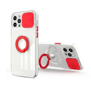 Ally iPhone 11 Pro Max 6.5inç Kılıf Sürgülü Kamera Lens Korumalı Yüzük Standlı Silikon Kılıf-(5775)