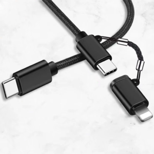 ALLY 2in1 USB Type C 60W Hızlı Şarj PD Kablosu+iPhone Başlık USB Kablo-(5775)