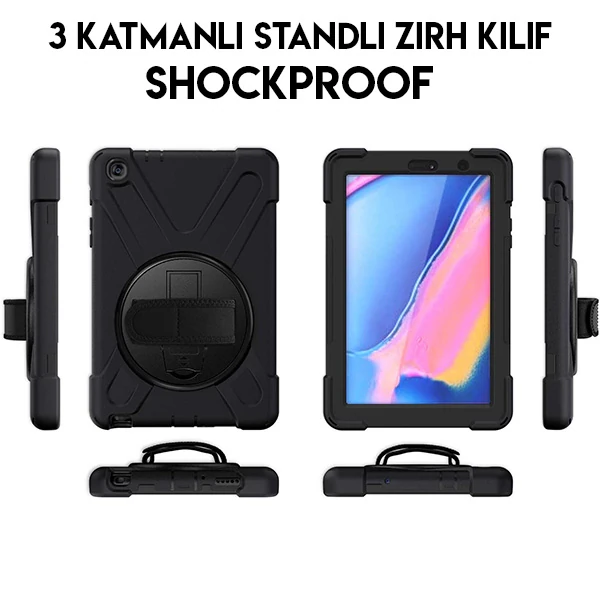 Ally Galaxy Tab P200-P205 3 Katmanlı Standlı Zırh Kılıf-Shockproof-(5775) - Görsel 3