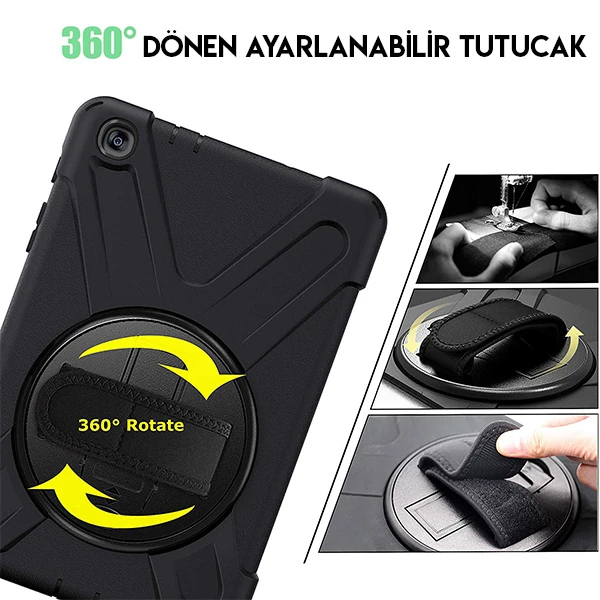 Ally Galaxy Tab P200-P205 3 Katmanlı Standlı Zırh Kılıf-Shockproof-(5775) - Görsel 5