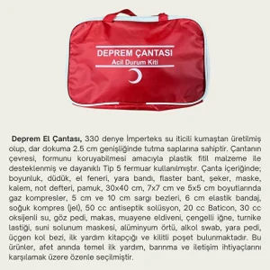 Başucu Deprem Çantası 102 Parça